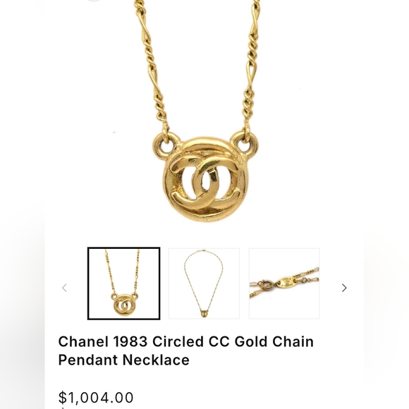 Chanel 1982 Circled CC Gold Chain Pendant Necklace/ RARE - Picture 2 of 6
